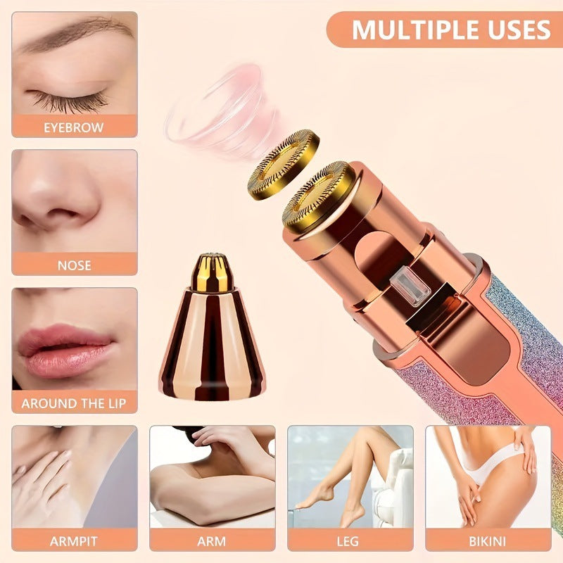 2-in-1 Rechargeable Eyebrow Trimmer & Facial Hair Remover for Women