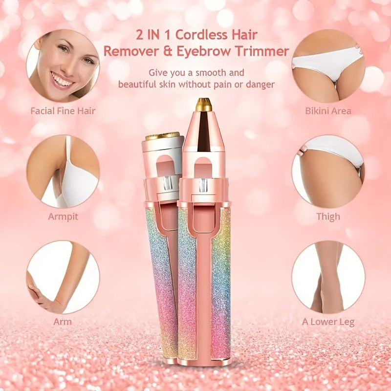 2-in-1 Rechargeable Eyebrow Trimmer & Facial Hair Remover for Women