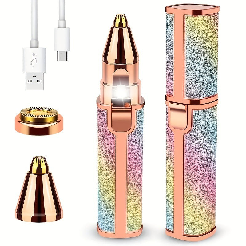 2-in-1 Rechargeable Eyebrow Trimmer & Facial Hair Remover for Women